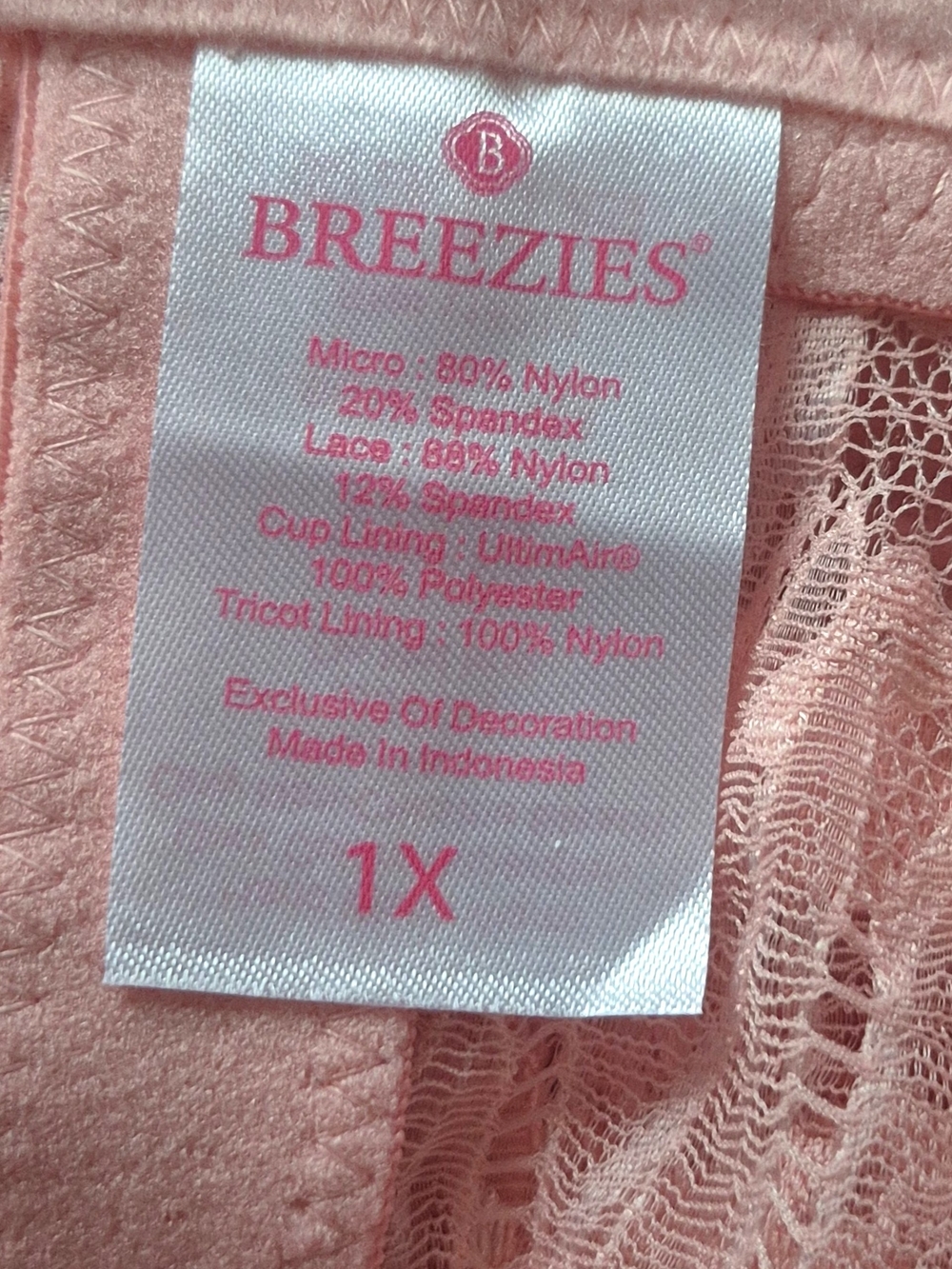 Breezies Soft Support Lace Wirefree Bras 1X Set of 3 Pastel UltimAir Romantic - Picture 6 of 8